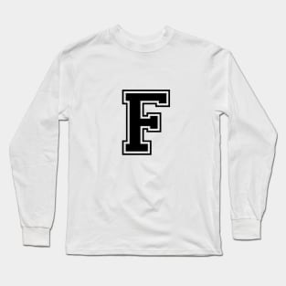 Initial Varsity Style Letter F Design - Black text Long Sleeve T-Shirt